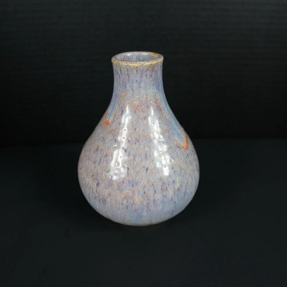 Art‎ Pottery Blue Orange Drip Glaze Vibrant Vase Signed By Artist